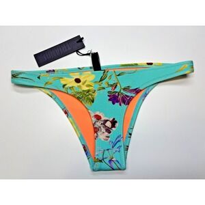 Triangl Bikini Bottom Womens M Green Floral Neoprene Tropical Cheeky New